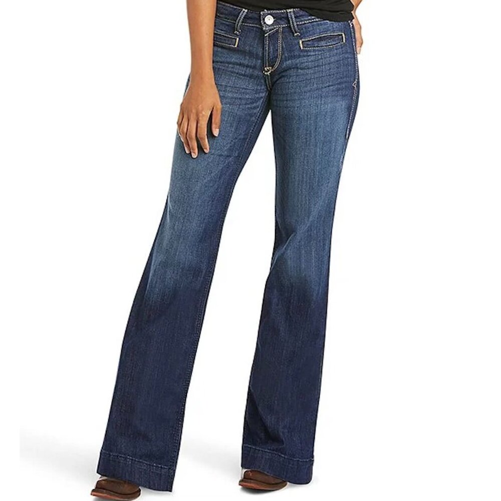 Ariat Lucy Mid Rise Wide Leg Stretch Denim Jean